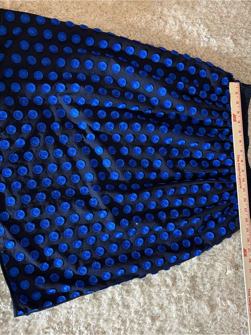 J. Crew Women's Navy Mesh Skirt with Cobalt Blue Velvet Polka Dots - Picture 5 of 5